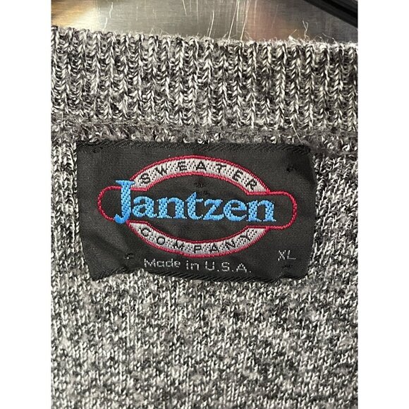 Jantzen Mens‎ XL Gray Sleeveless Knit V-Neck Sweater Vest Made In USA - Picture 2 of 9